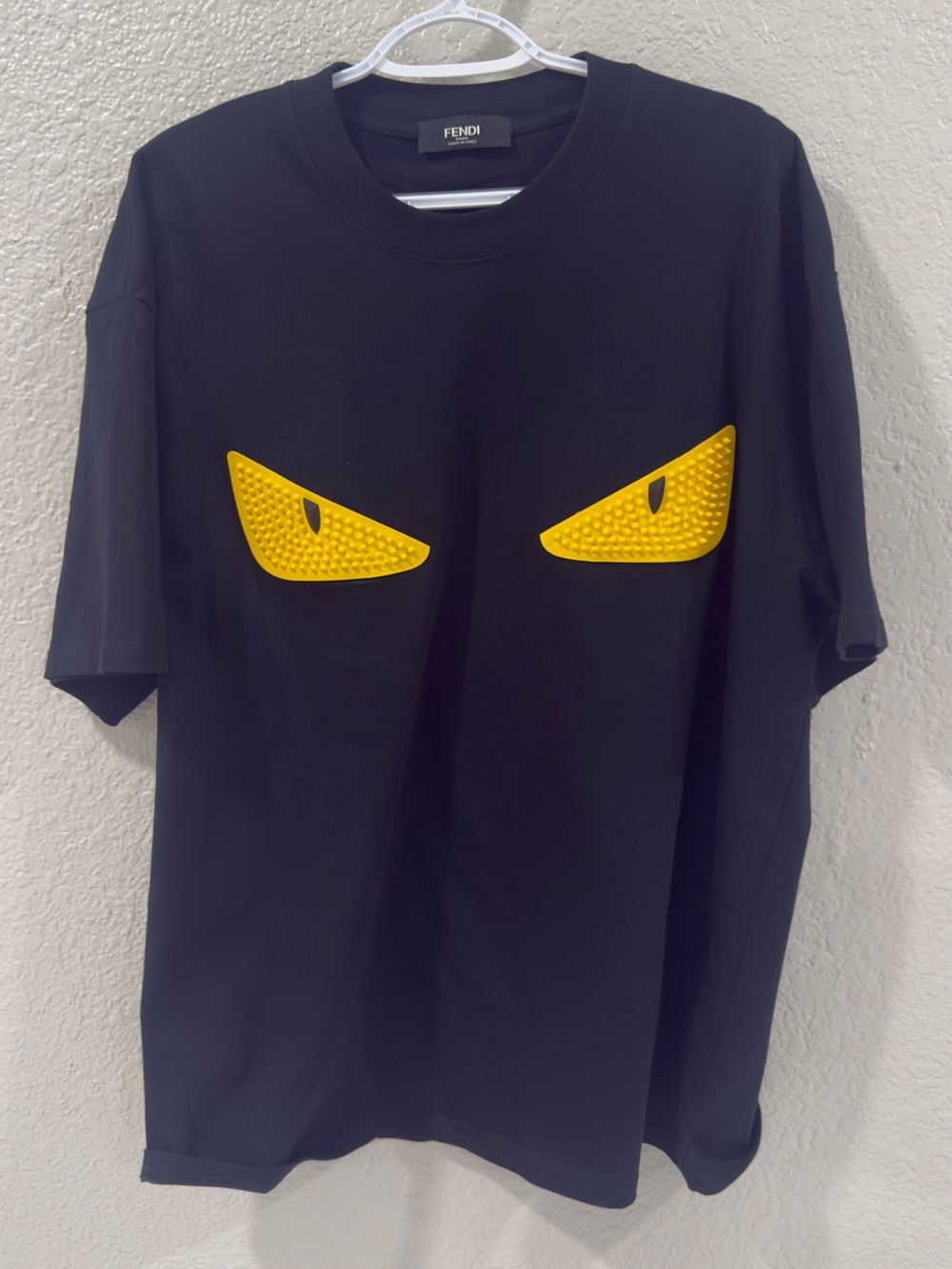 Fendi Black Tee with Yellow Eyes Graphic no tags size XL